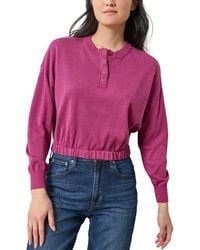 Lilla P - Elastic Waist Henley Sweater - Lyst