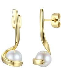 Genevive Jewelry - 14k Over Silver 7mm Pearl Earrings - Lyst