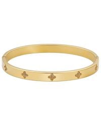 Adornia - 14K Plated Stainless Steel Cz Tarnish-Resistant Pave Clover Cuff Bracelet - Lyst