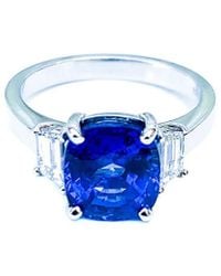 Arthur Marder Fine Jewelry - Platinum 4.54 Ct. Tw. Diamond & Sapphire Ring - Lyst