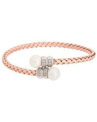 Meshmerise - 18k Rose Gold Vermeil 0.15 Ct. Tw. Diamond Pearl Mesh Bangle Bracelet - Lyst