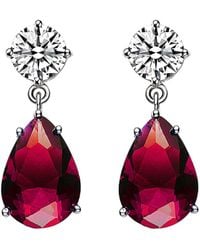 Genevive Jewelry - Silver Cz Drop Earrings - Lyst