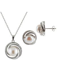 Splendid - Silver 7-7.5mm Freshwater Pearl Necklace & Earrings Set - Lyst