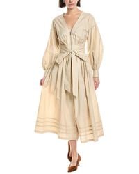 Marchesa - Poplin V-Neck Midi Dress - Lyst