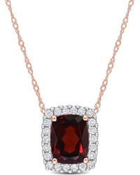 Rina Limor - 14k Rose Gold 2.44 Ct. Tw. Diamond & Garnet Rectangle Halo Pendant - Lyst