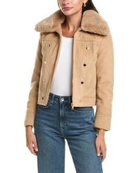 La Fiorentina - Faux Fur Collar Cropped Jacket - Lyst