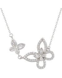 Suzy Levian CZ Jewelry - Suzy Levian Silver Cz Butterfly Necklace - Lyst