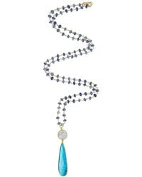 Liv Oliver - 18k Plated 61.75 Ct. Tw. Sapphire 12mm Pearl Necklace - Lyst