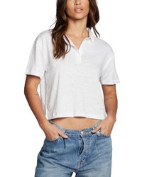 Chaser Brand - Cropped Linen-blend Polo T-shirt - Lyst