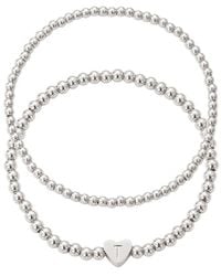 Adornia - Plated Ball Bead Initial Bracelet Set - Lyst