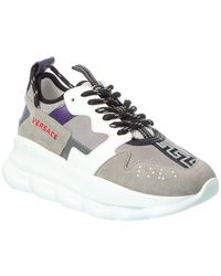Versace - Leather & Mesh Sneaker - Lyst