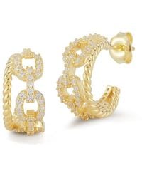Chloe and Madison - 14k Over Silver Cz Double Hoops - Lyst