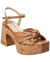 Jimmy Choo - Heloise 95 Leather Wedge Sandal - Lyst