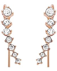Sterling Forever 14k Rose Gold Plated Cz Earring Crawlers - Metallic