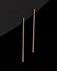 Italian Gold - 14k Italian Rose Gold Thin Bar Earrings - Lyst