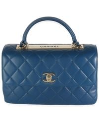 CHANEL - Blue Quilted Leather Medium Trendy Top Handle Bag (authentic Pre-loved) - Lyst