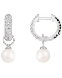Splendid - Rhodium Plated 7-7.5mm Pearl Cz Earrings - Lyst