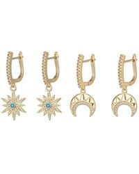 Eye Candy LA - Luxe Collection Cz Moon & Star Huggie Earrings - Lyst