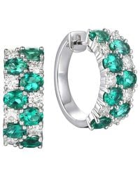 Gregg Ruth - 14K 3.95 Ct. Tw. Diamond & Lab-Grown Lab Created Emerald Huggie Earring - Lyst