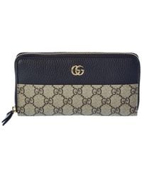 Gucci - Gg Marmont Gg Supreme Canvas & Leather Zip Around Wallet - Lyst