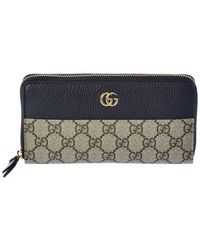 Gucci - GG Marmont GG Supreme Canvas & Leather Zip Around Wallet - Lyst