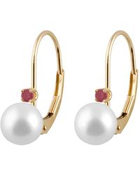 Splendid - 14k 0.10 Ct. Tw. Gemstone & 7-7.5mm Freshwater Pearl Earrings - Lyst
