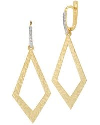 Reiss - 14k 0.11 Ct. Tw. Diamond Dangling Earrings - Lyst