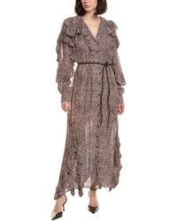 FARM Rio - Baby Leopard Long Sleeve Angled Frill Maxi Dress - Lyst