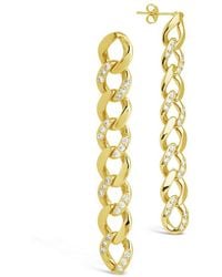 Sterling Forever - 14k Plated Cz Cuban Chain Link Drop Earrings - Lyst