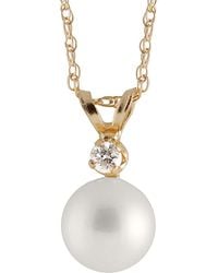 Masako Pearls - 14k 0.10 Ct. Tw. Diamond & 8-9mm Akoya Pearl Necklace - Lyst
