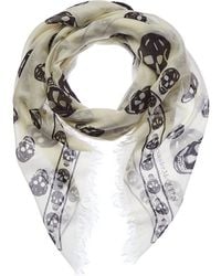 McQueen - Skull Silk-blend Scarf - Lyst
