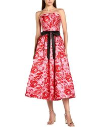 Mac Duggal - Floral Strapless Brocade Midi Dress - Lyst