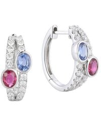 Gregg Ruth - 14K 1.57 Ct. Tw. Diamond & Sapphire And Ruby Huggie Earring - Lyst