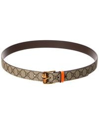 Gucci - Gg Supreme Canvas & Leather Belt - Lyst