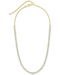 Sterling Forever - 14k Plated Cz Tatum Adjustable Tennis Necklace - Lyst