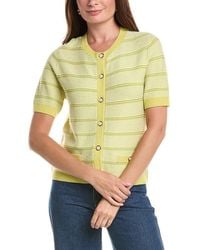 St. John - Striped Wool-Blend Cardigan - Lyst