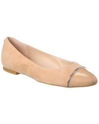 Stuart Weitzman - Milla Chain Suede Cap-Toe Flats - Lyst