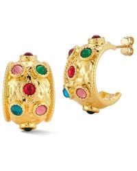 Chloe and Madison - Plated Cz Hammered Hoop Earrings - Lyst
