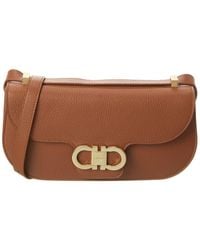 Ferragamo - Gancini Double Leather Shoulder Bag - Lyst