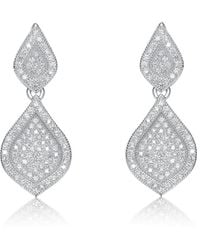 Genevive Jewelry - Silver Cz Drop Earrings - Lyst