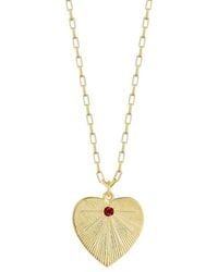 Sphera Milano - 14k Over Silver Cz Heart Necklace - Lyst