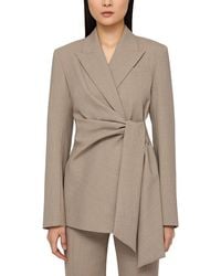 Lafayette 148 New York - Plus Peak Lapel Side Tie Wool-Blend Blazer - Lyst