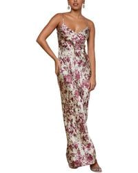 L'Agence - Serita Maxi V Neck Silk Bias Dress - Lyst