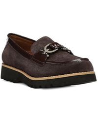 Brown Womens Shoes Flats and flat shoes Loafers and moccasins Donald J Pliner Fringe Suede Loafer Mules in Sand 