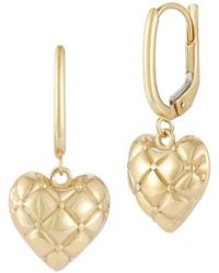 Ember Fine Jewelry - 14k Quilted Heart Drop Earrings - Lyst