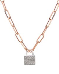Meshmerise - 18K Over 0.25 Ct. Tw. Diamond Padlock Necklace - Lyst