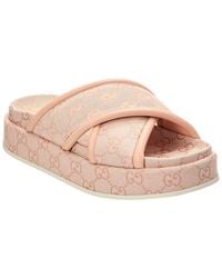 Gucci - Gg Canvas & Leather Platform Sandal - Lyst