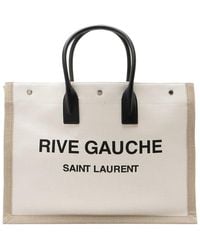 Saint Laurent - Canvas & Calfskin Rive Gauche Large Tote (Authentic Pre- Loved) - Lyst