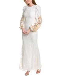 Badgley Mischka Lace Gown - White