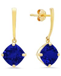 MaxColor - 14k 4.40 Ct. Tw. Lab-grown Blue Sapphire Drop Earrings - Lyst